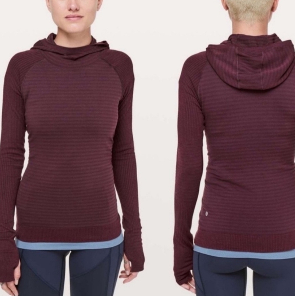 Lululemon Burgundy Keep The Heat Thermal Running Hoodie